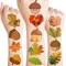 Cute Fall Leaves Temporary Tattoos – 10 Sheets, 100 PCS Oak & Pinecone Autumn Stickers, Birthday Party Favors, Baby/Kids/Girls/Boys Classroom, Carnival, Halloween, Christmas Decor (Multicolor)